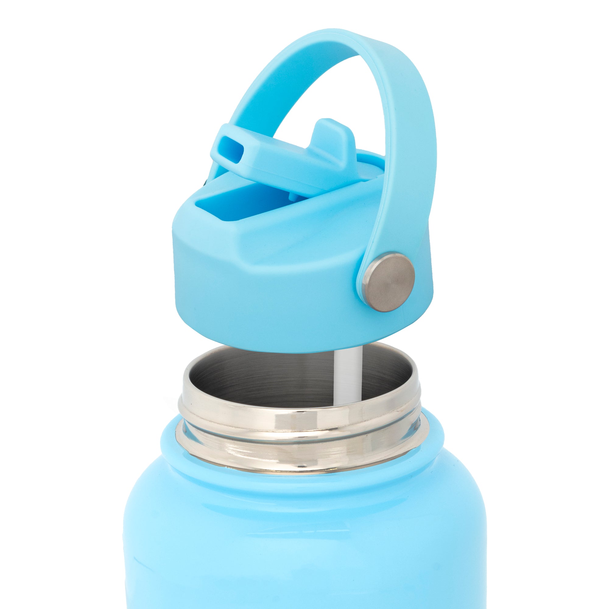 Light blue screw on bottle lid