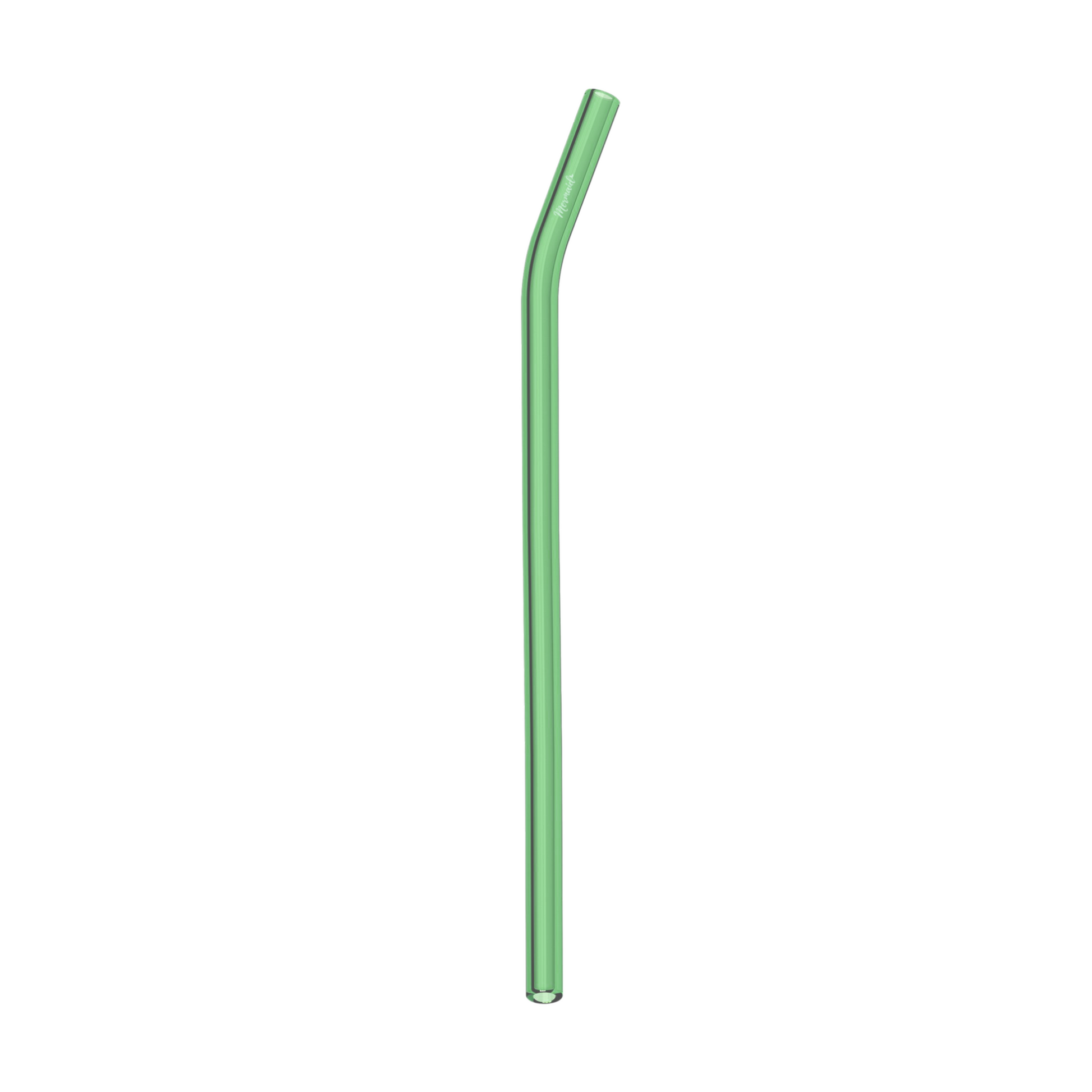 Glass Straws, Mermaid Straw, Reusable Straw, green glass curved single