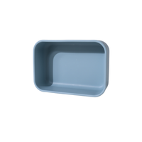 Blue divided silicone bento box on a white background