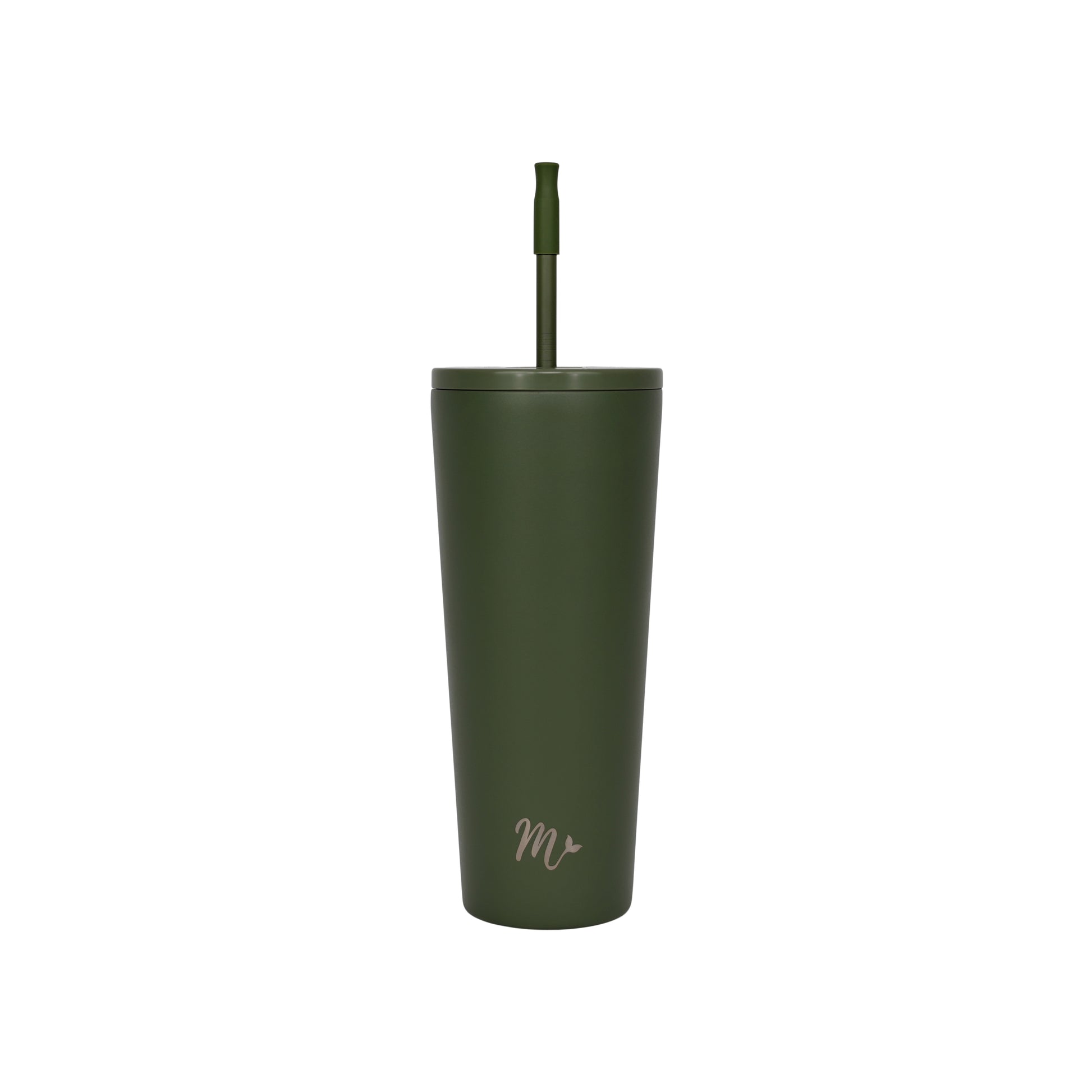 army green tumbler, matte green tumbler, leakproof tumbler, cute trendy cup, travel mug, straw included, keeps drinks cold