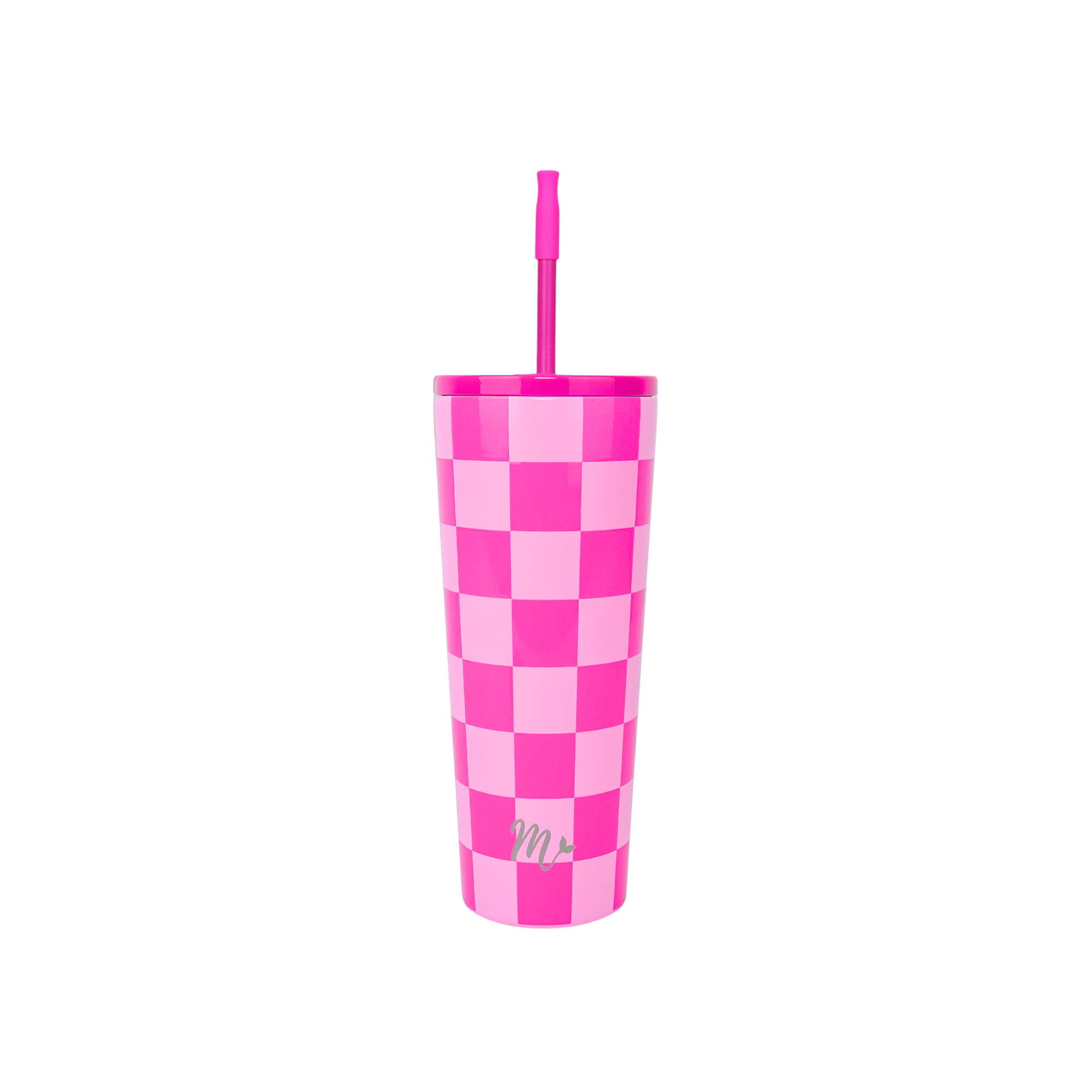 22oz Pink Checkers Cup