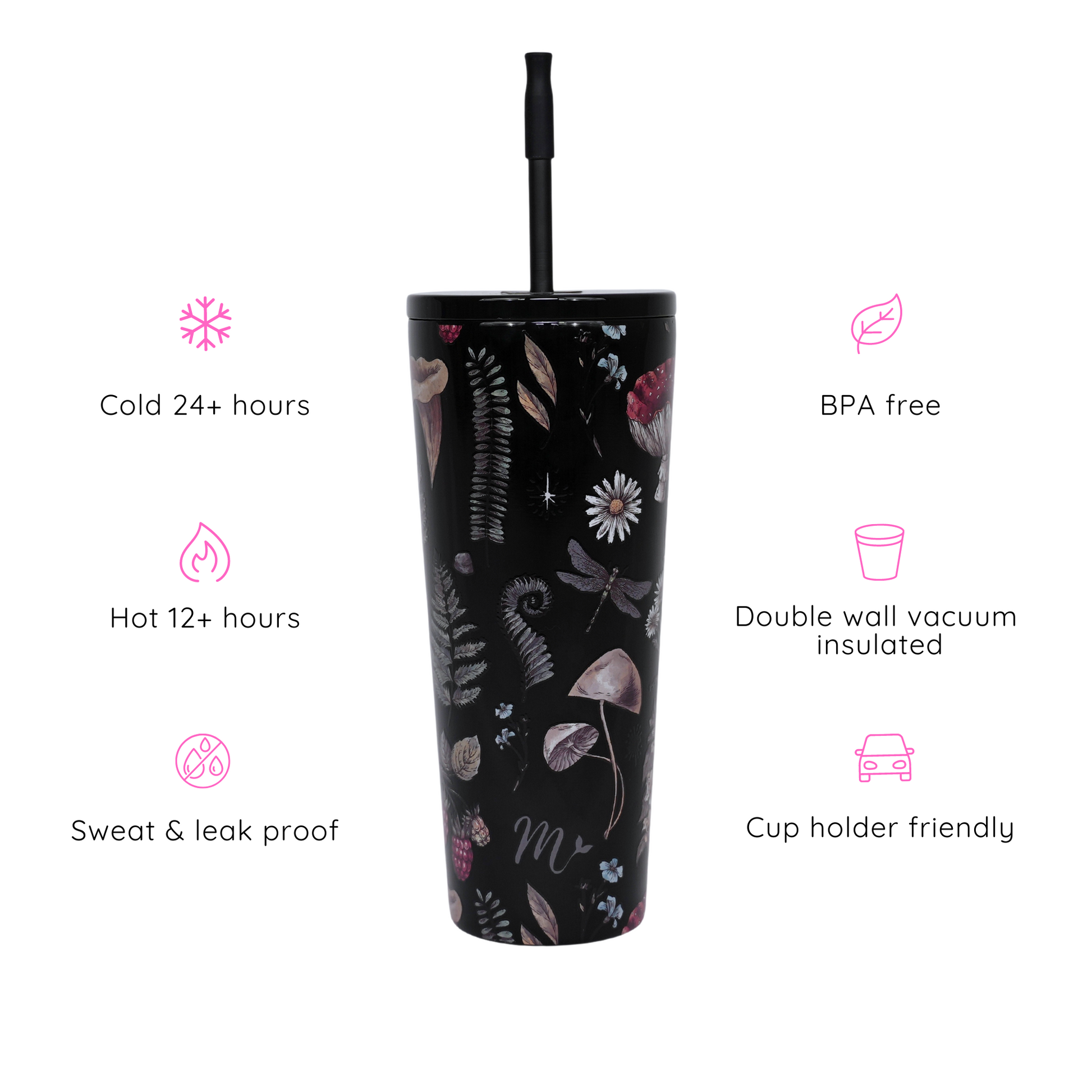 fairy tumbler, cutest tumbler, travel mug, leakproof tumbler, keeps drinks cold, straw included