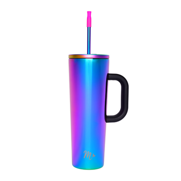 chrome tumbler, iridescent tumbler, tumbler with handle, trendy 30oz cup, leakproof tumbler, cute trendy cup, travel mug, straw included, keeps drinks cold, aesthetic cup