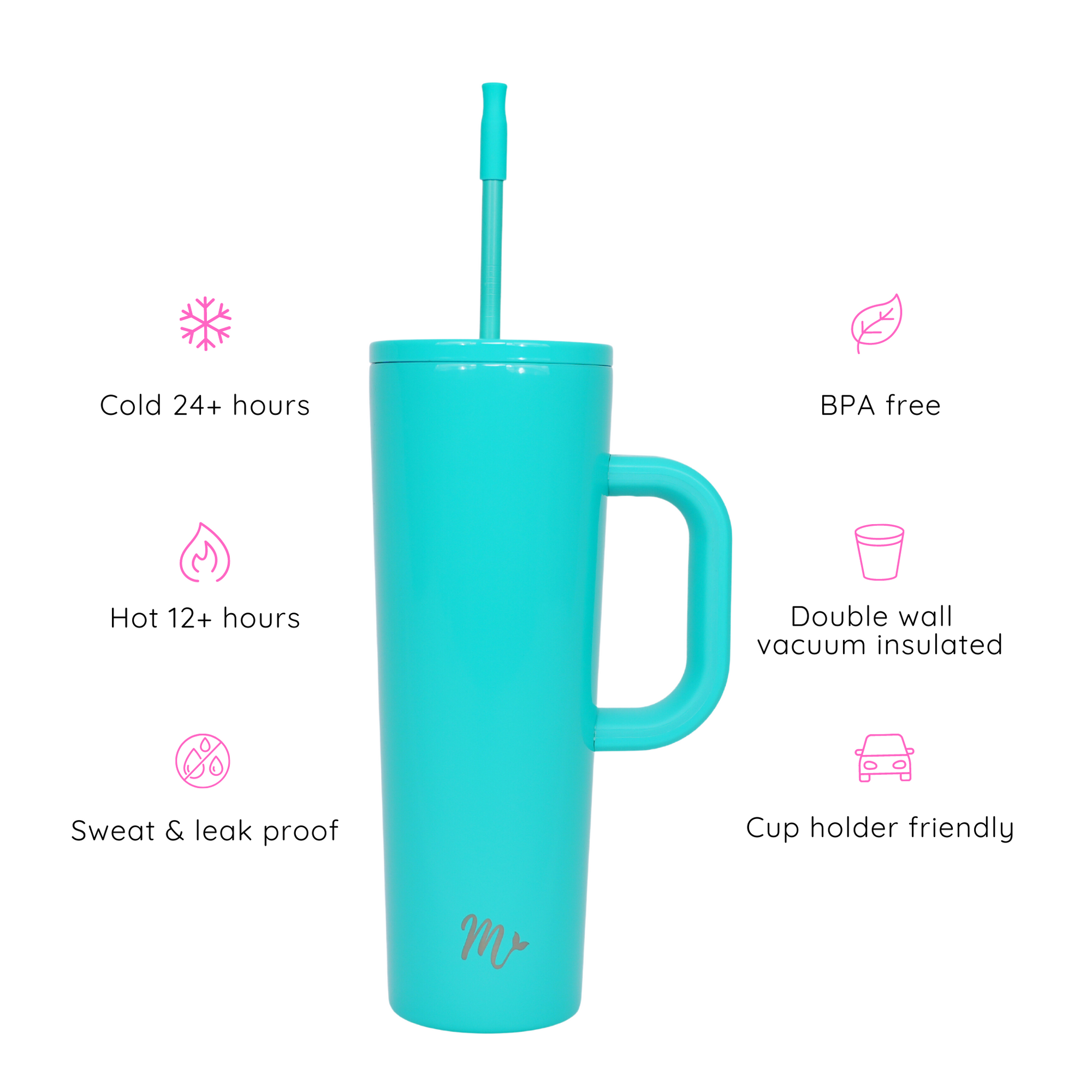 teal tumbler, pastel tumbler, tumbler with handle, trendy 30oz cup, leakproof tumbler, cute trendy cup, travel mug, straw included, keeps drinks cold, aesthetic cup