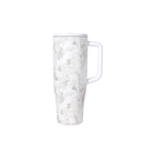 White marble-patterned mug on a white background
