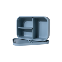 Blue divided lunch container on a white background