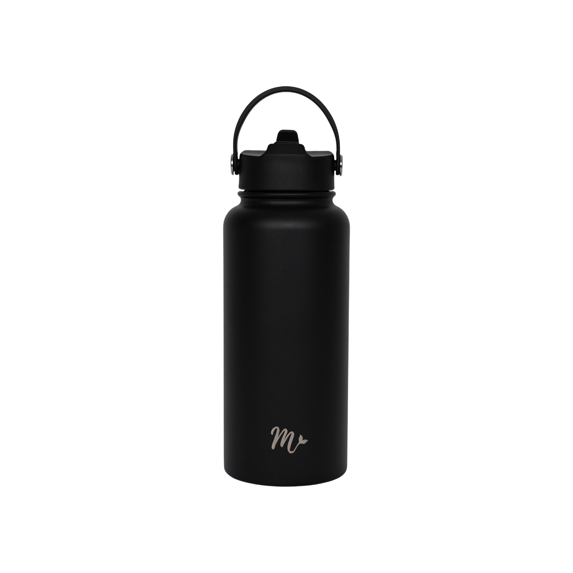 black water bottle, matte water bottle, water flask, travel bottle, keeps drinks cold, aesthetic water bottle, straw bottle