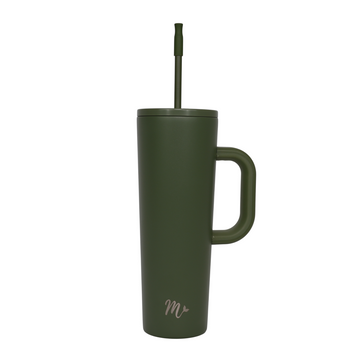 army green tumbler, matte green tumbler, tumbler with handle, trendy 30oz cup, leakproof tumbler, cute trendy cup, travel mug, straw included, keeps drinks cold, aesthetic cup