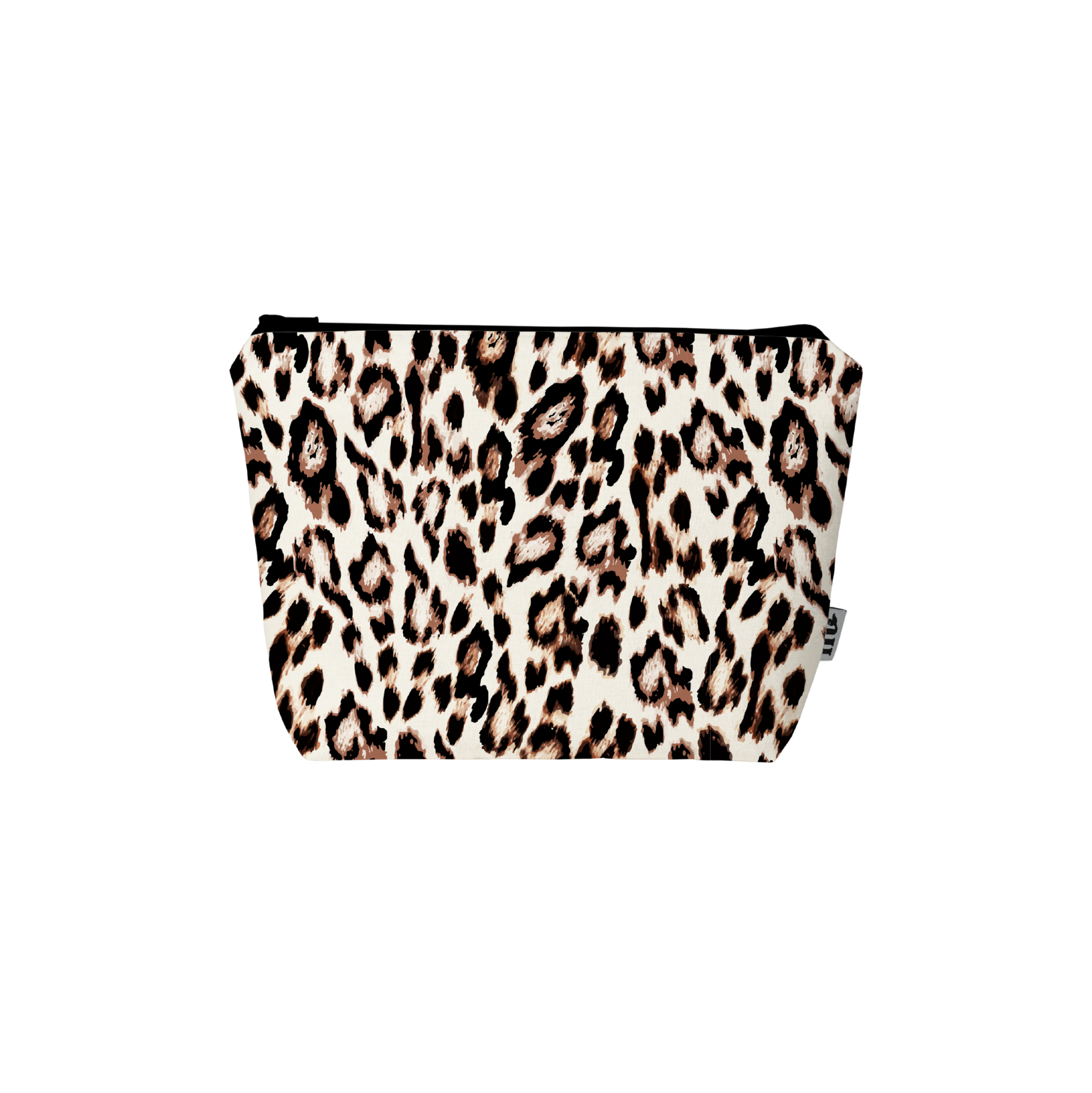 Leopard print pouch on a white background