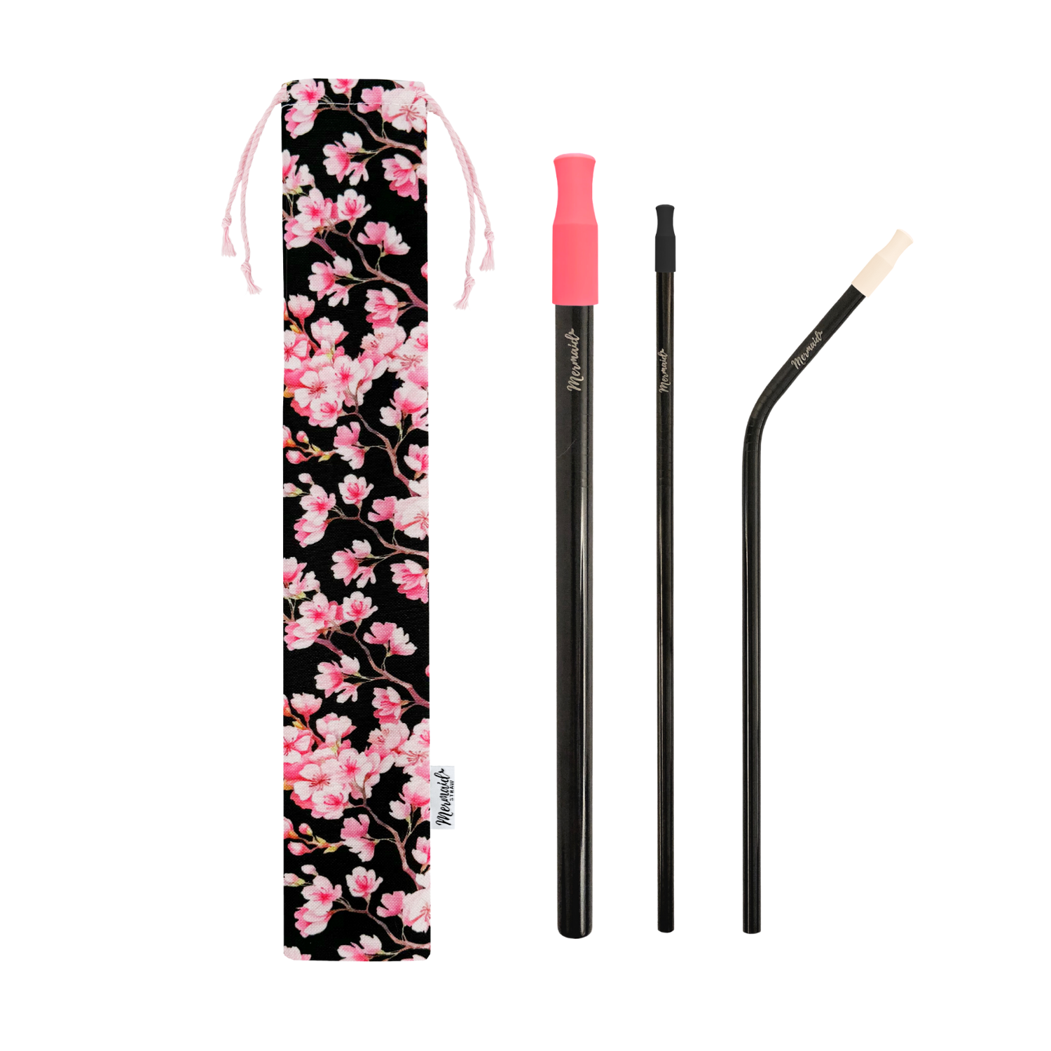 Cherry Blossom Stainless Steel Straw Pack