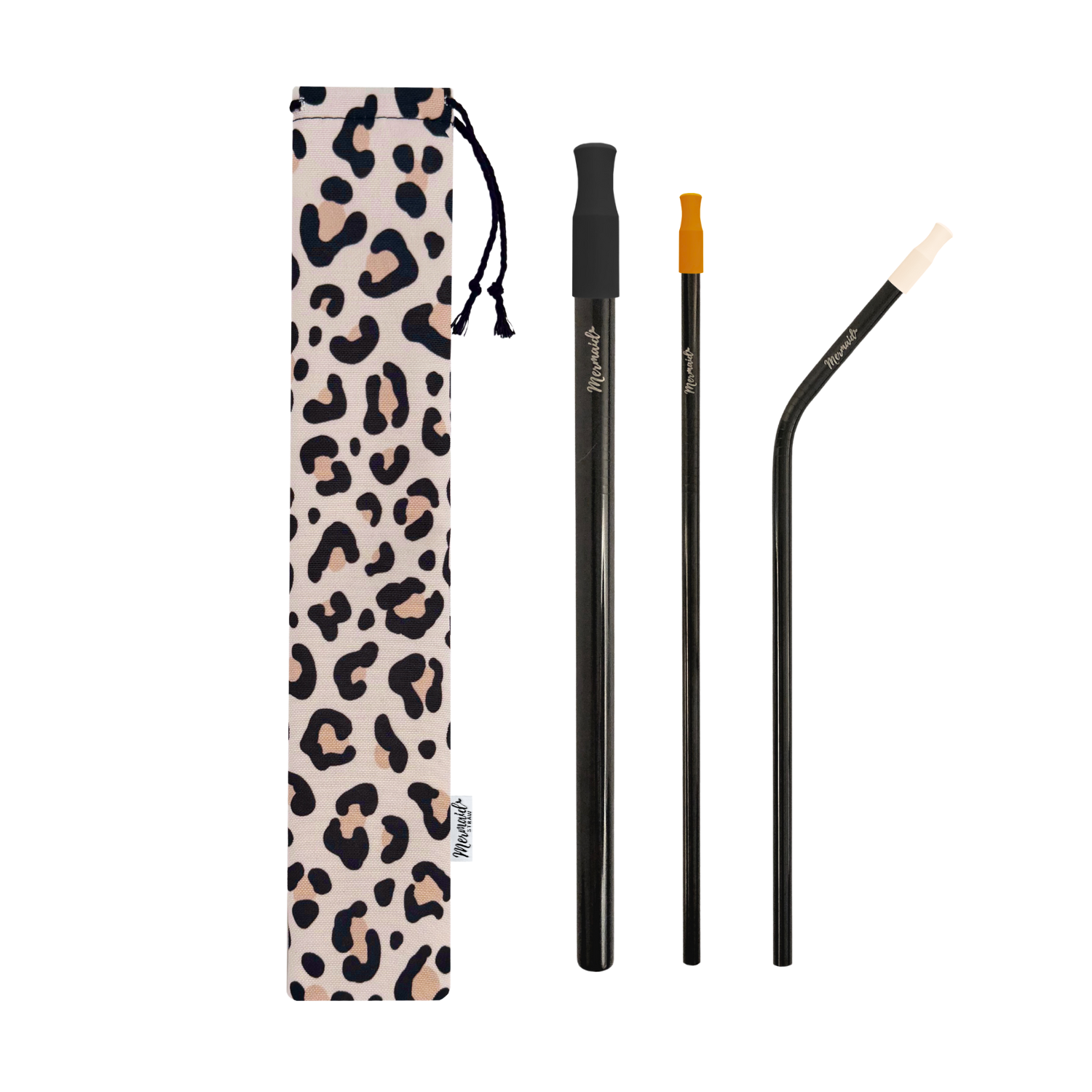 Leopard Stainless Steel Straw Pack