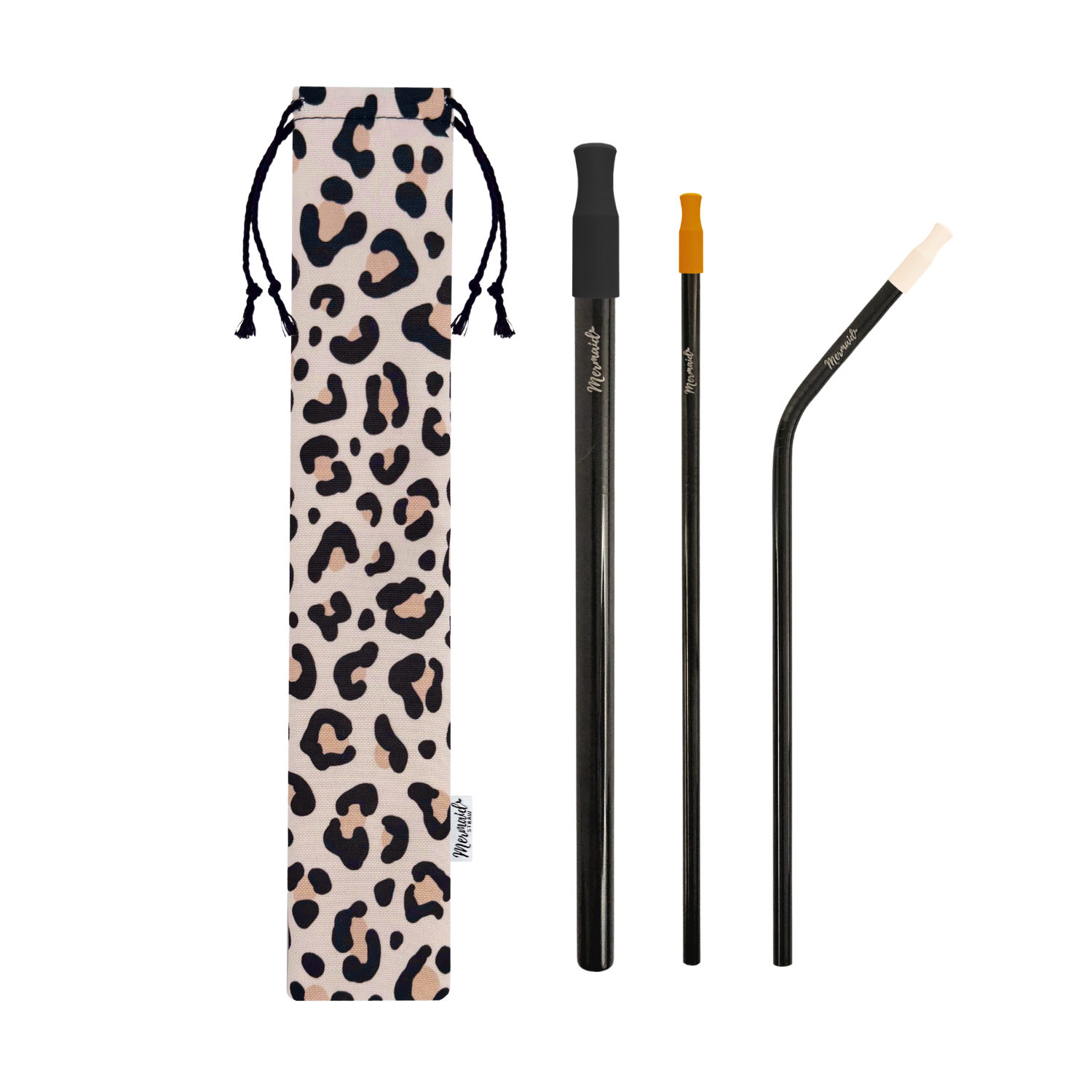 Leopard Stainless Steel Straw Pack