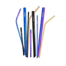 Set of colorful metal straws on a white background