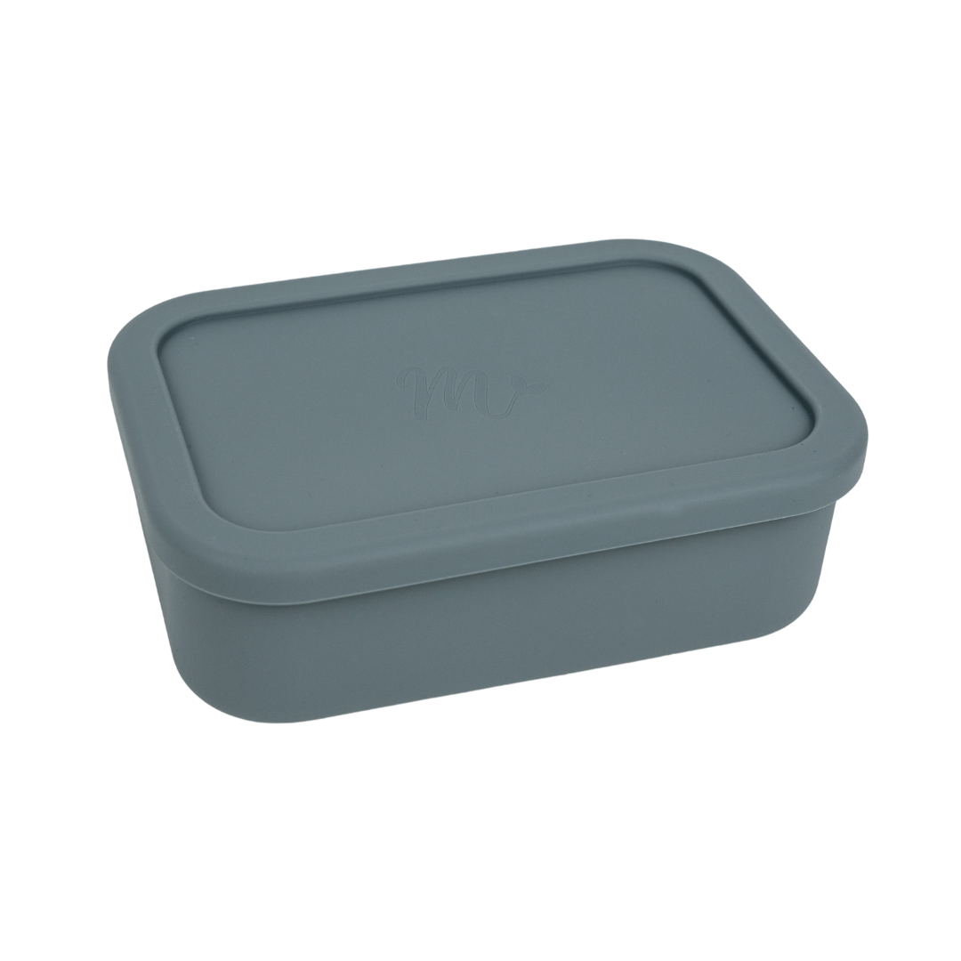 Charcoal bento box with a rectangular lid, compact and modern design.