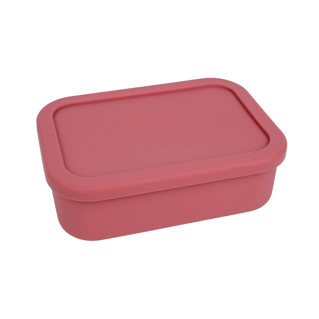 Cranberry bento box with a rectangular lid, compact and modern design.