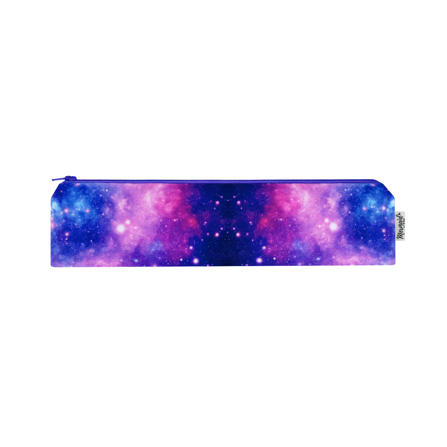 Zipper pouch with a galaxy design in shades of purple and blue, perfect for space enthusiasts.