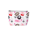 Makeup bag with decorative patterns on a white background
