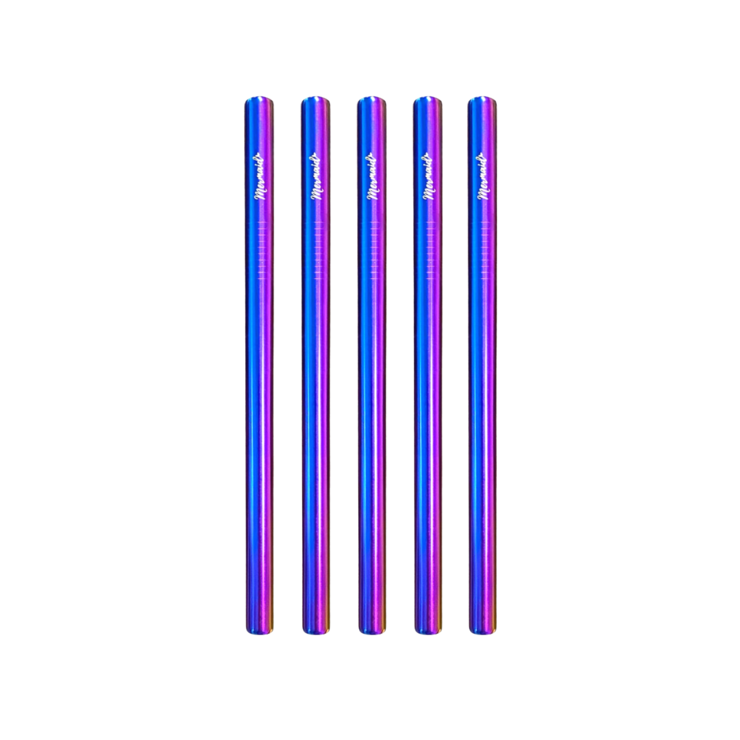 Stainless Steel Smoothie Straw Packs - Mermaid
