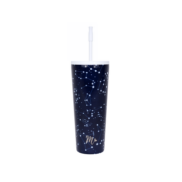 space cup, space tumbler, zodiac cup, travel mug, keeps drinks cold, includes straw, leakproof tumbler