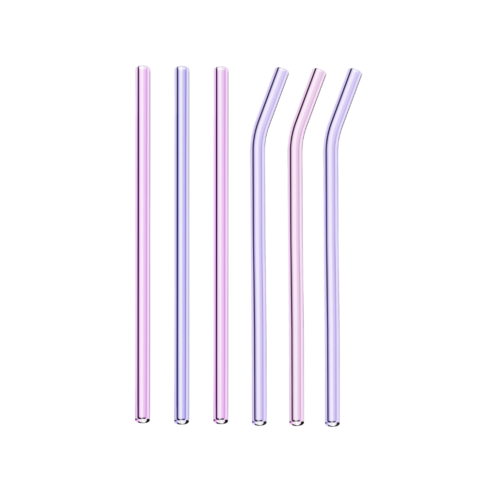 Tumbler Glass Straw Packs - Pink & Purple