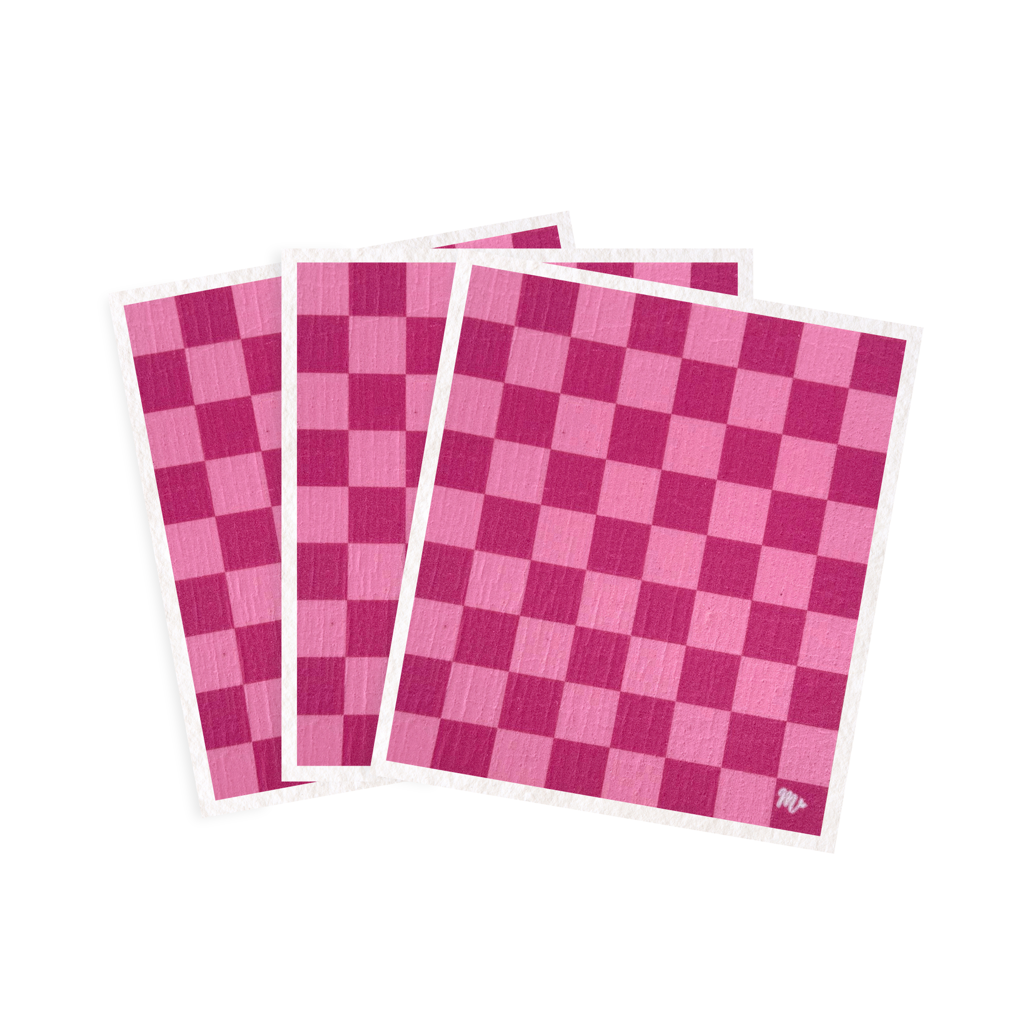 Pink Checkers Swedish Dishcloths