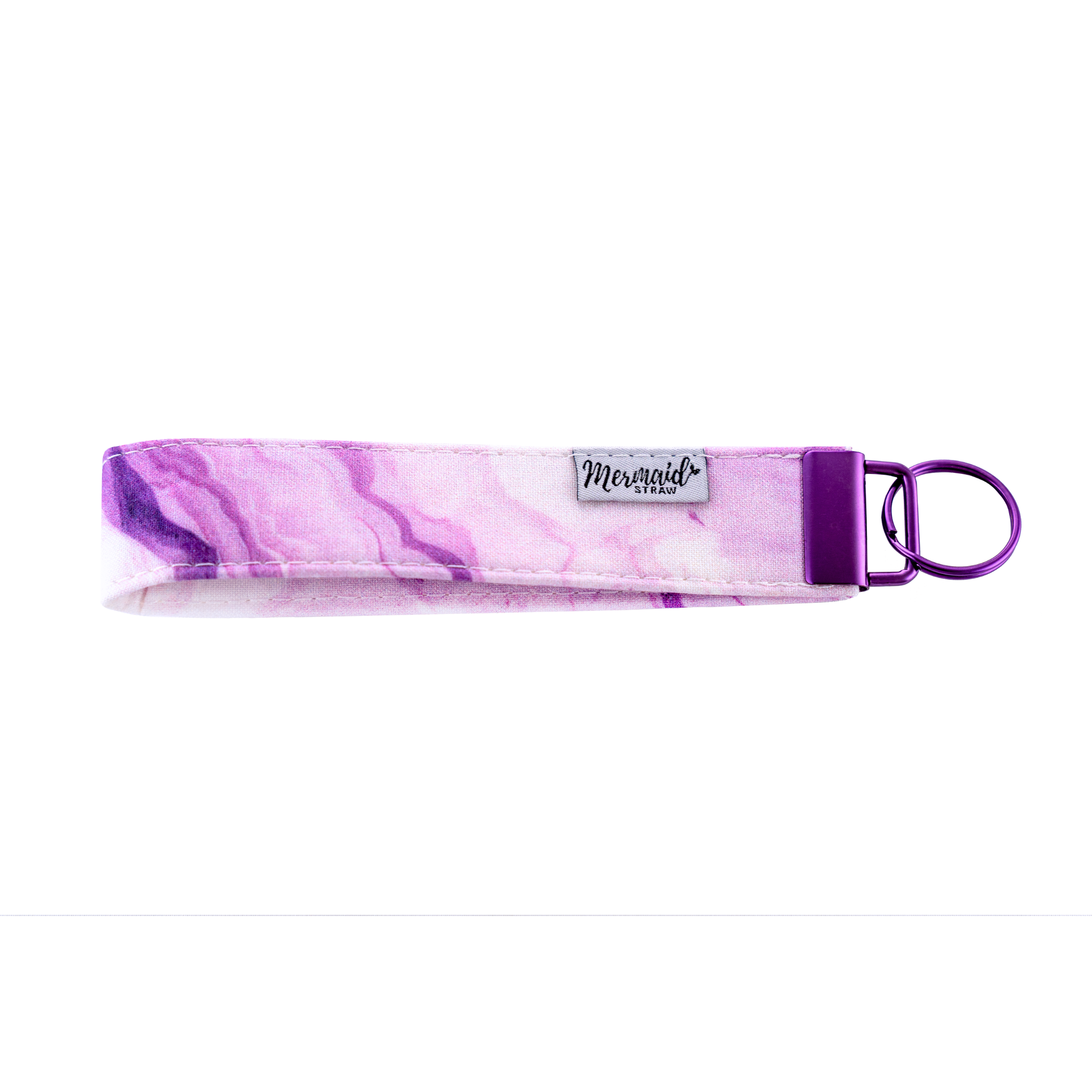 Handmade, Mermaid Straw, purple marble keychain