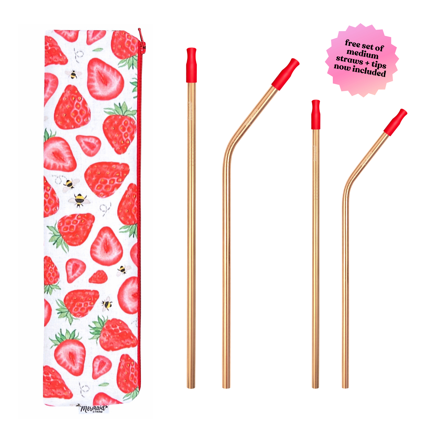 Strawberry Something Zipper Pouch Straw Pack