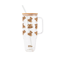 40oz Glass Tumbler - Teddy Bear