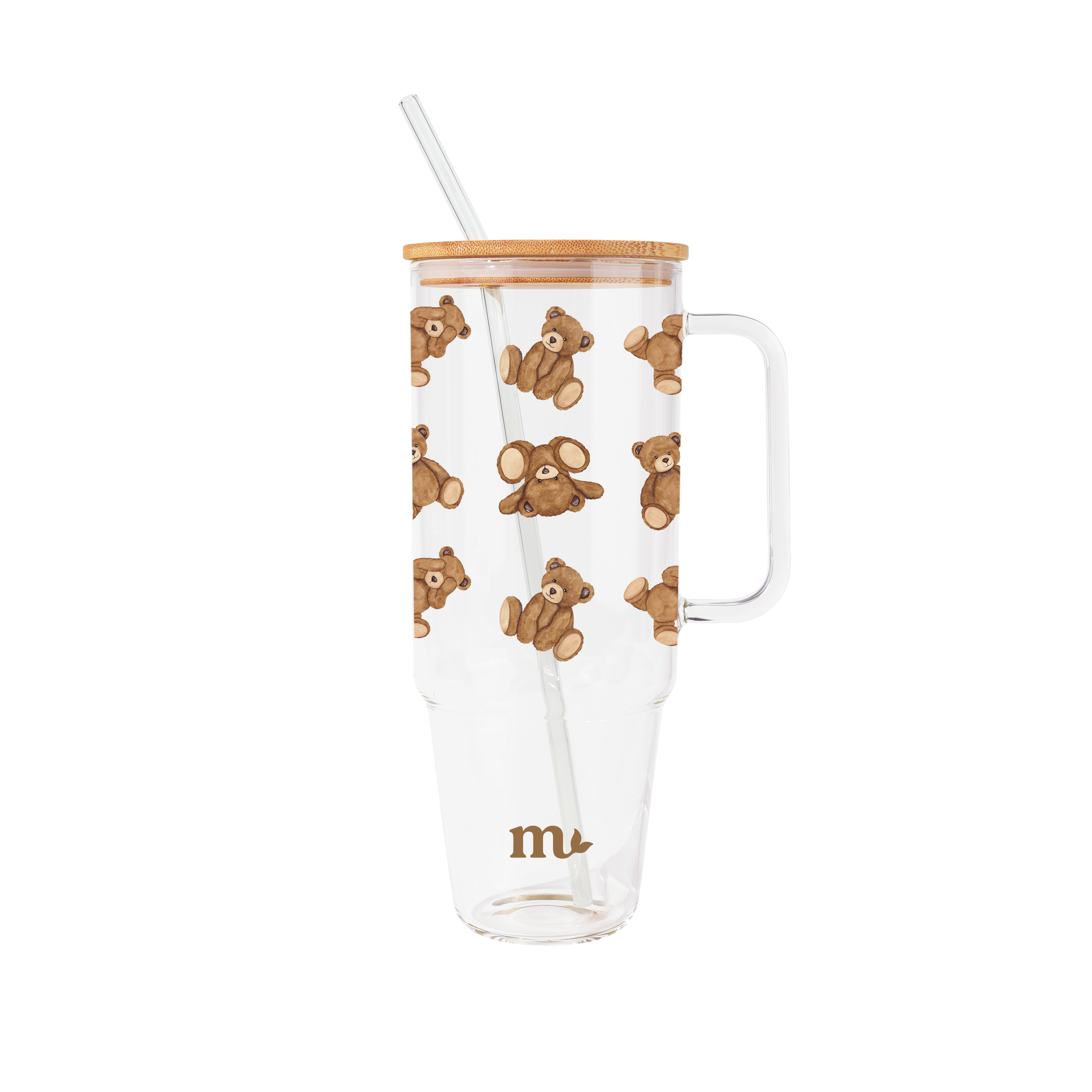 40oz Glass Tumbler - Teddy Bear