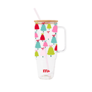 40oz Glass Tumbler - Tinsel Trees