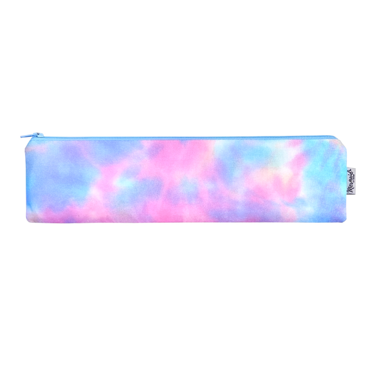 Handmade, tie dye zipper pouch; Mermaid Straw