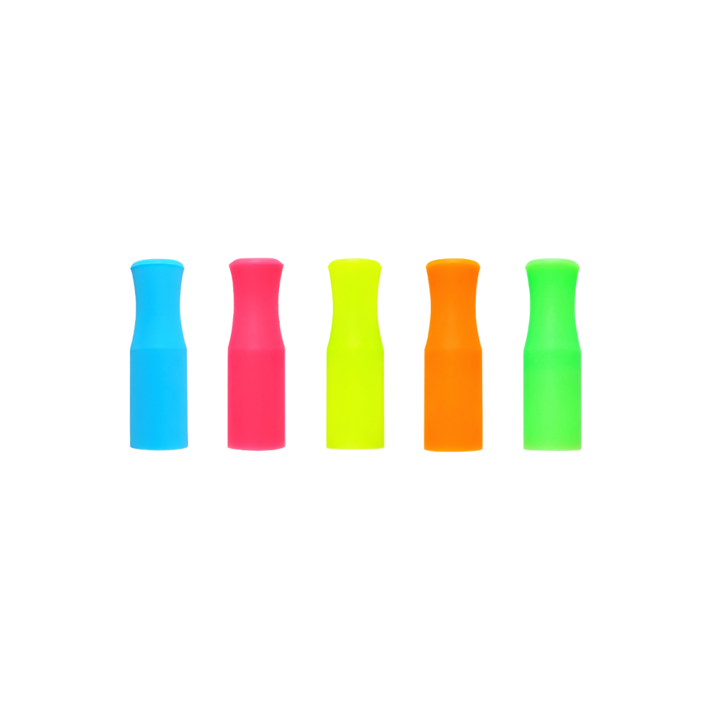12mm Highlighter Silicone Tip Pack, contains sky blue, neon pink, neon yellow, neon orange, and neon green silicone tips