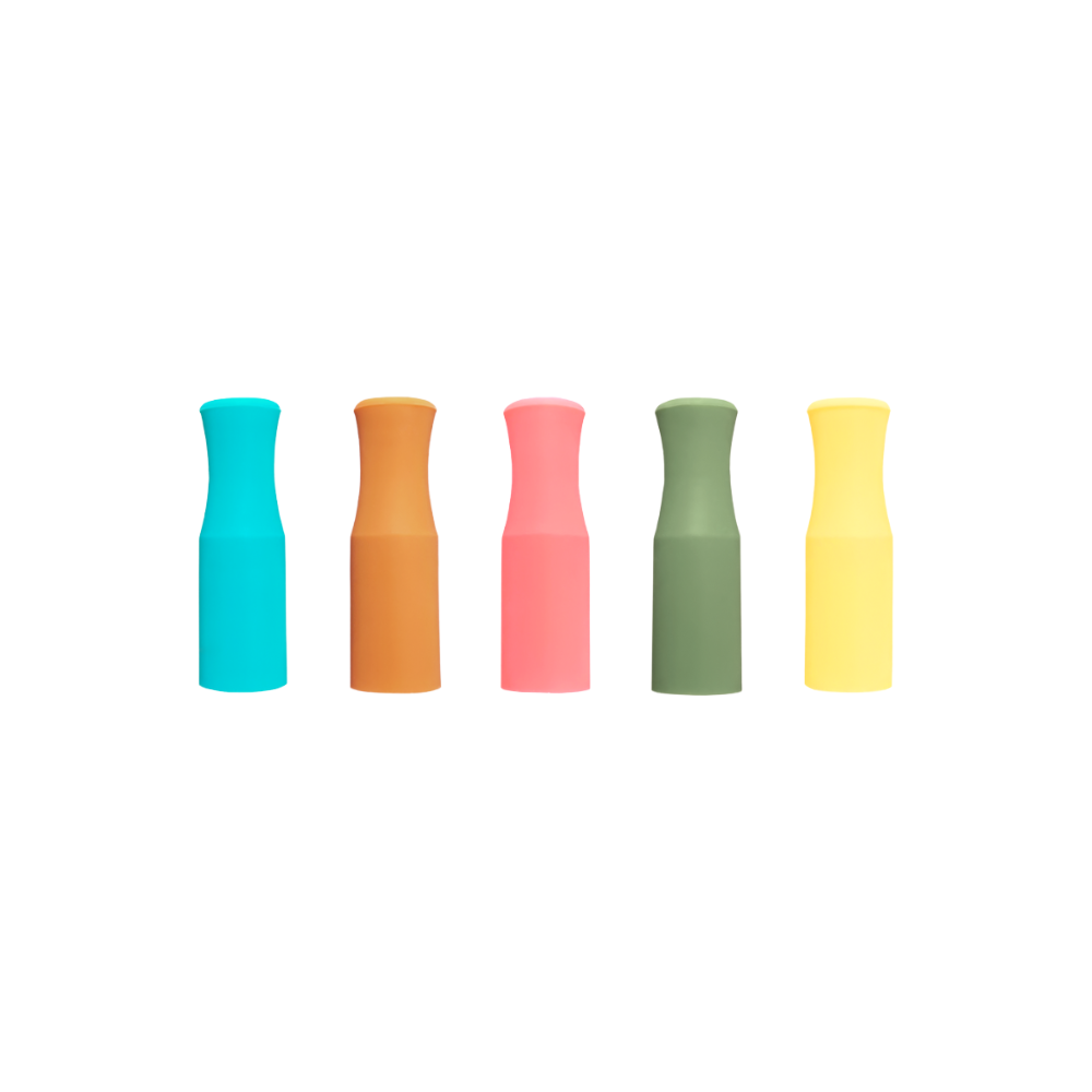 12mm Lakeside Silicone Tip Pack, contains turquoise, caramel, coral, olive, and pale yellow silicone tips