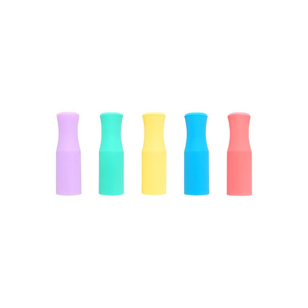 Pastel Silicone Tip Pack, Mermaid Straw Silicone Tips, lavender, mint, pale yellow, sky blue, coral, 12 mm