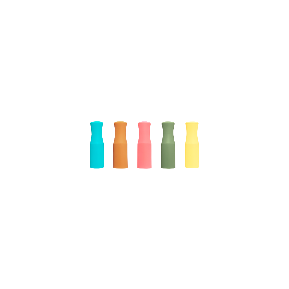 6mm Lakeside Silicone Tip Pack, contains turquoise, caramel, coral, olive, and pale yellow silicone tips