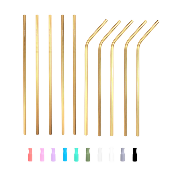 Regular Stainless Steel Straws Gold / 4 Pack / Combo