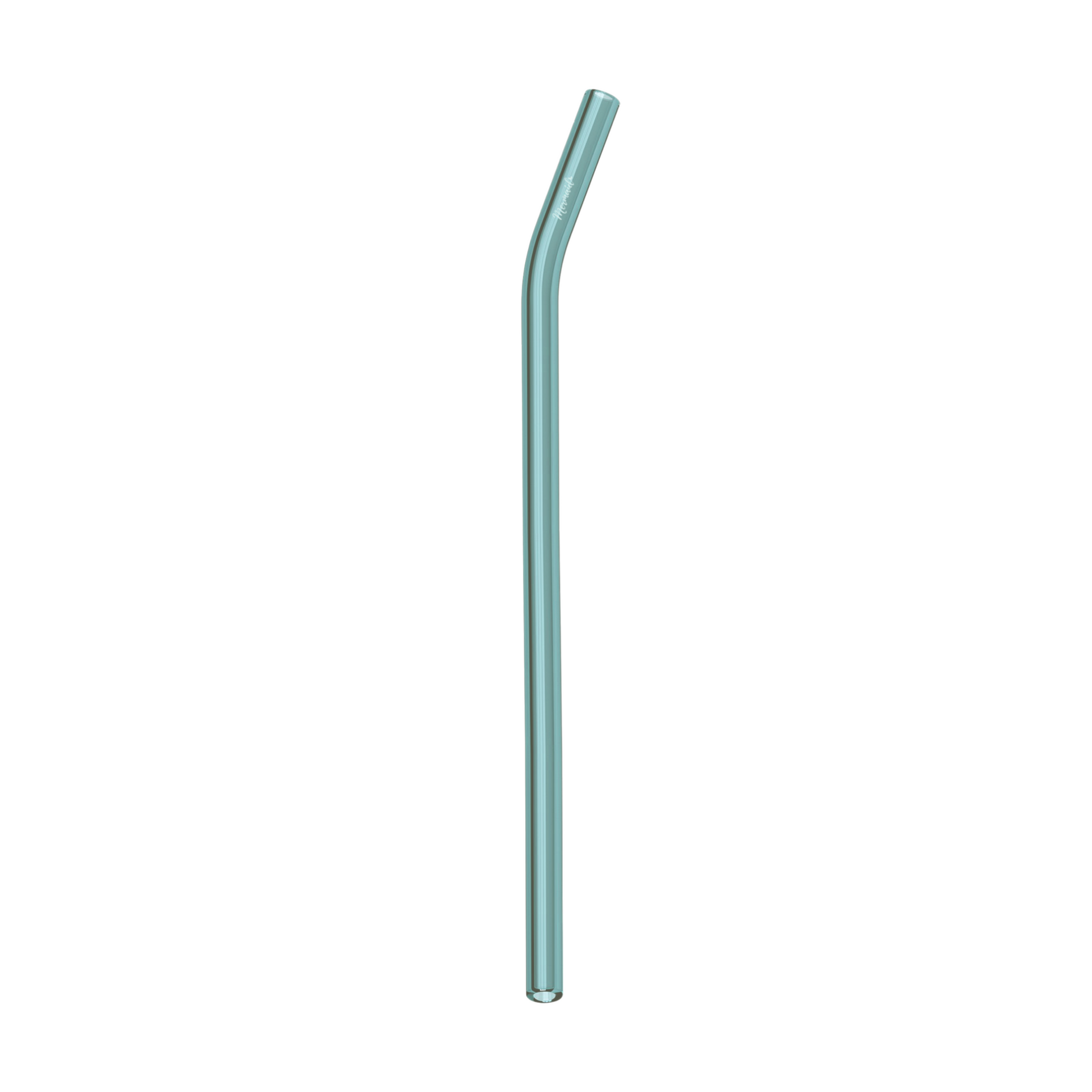 Glass Straws, Mermaid Straw, Reusable Straw, teal glass curved single