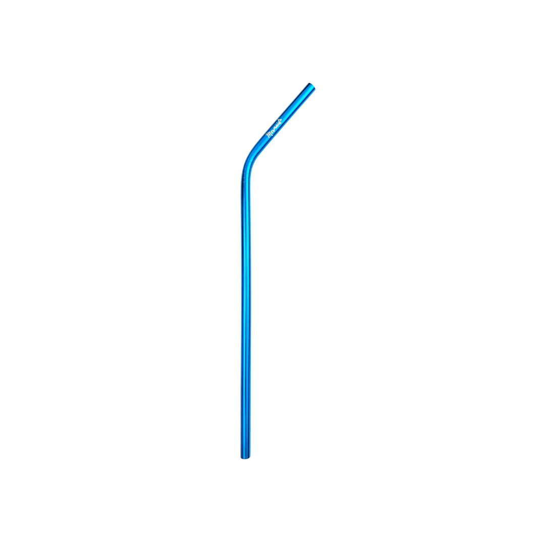 Regular Mermaid Straw, Stainless Steel Mermaid Straws, ocean blue, curved single