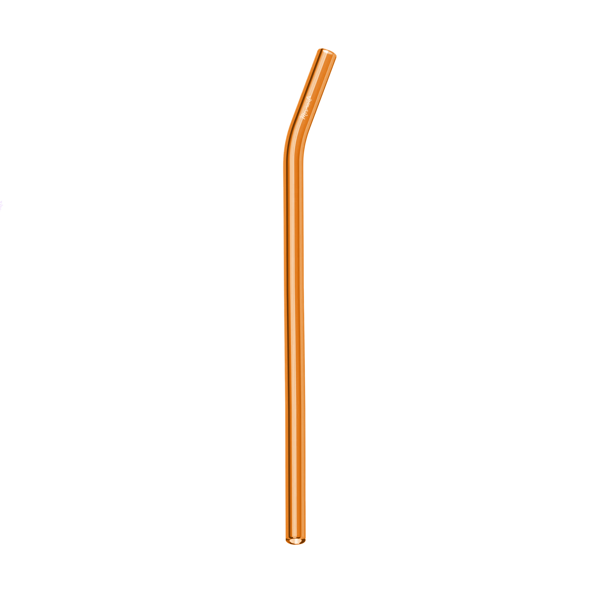Glass Straws, Mermaid Straw, Reusable Straw, orange glass curved single